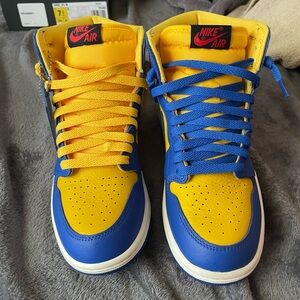 Nike Air High-Top Sneakers in Blue and Yellow